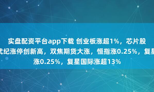 实盘配资平台app下载 创业板涨超1%，芯片股午后爆发、寒武纪涨停创新高，双焦期货大涨，恒指涨0.25%，复星国际涨超13%