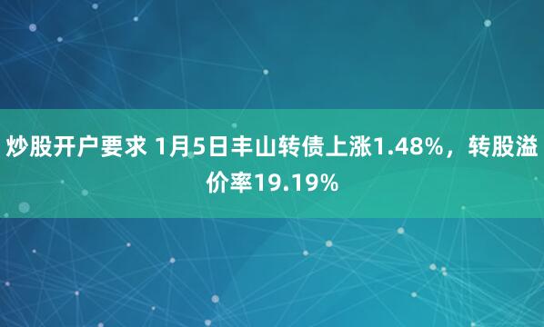 炒股开户要求 1月5日丰山转债上涨1.48%，转股溢价率19.19%